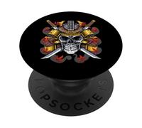 Samurai Guerrero Calavera Máscara Espadas Japonesa Ninja PopSockets PopGrip Adhesivo
