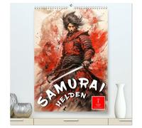 Samurai Helden (hochwertiger Premium Wandkalender 2026 DIN A2 hoch), Kunstdruck in Hochglanz: Kampferprobte Krieger mit starkem Willen und Standfestigkeit