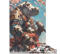 Samurai Hippo Cherry Blossoms Rompecabezas Imposible,desafío for Adults Juego Educativo 1000 Piezas Obra De Arte De Juego De para Adultos Y Niños A Partir De 12 Años 1000pcs (38x26cm)