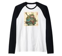 Samurai Jabalí Arte Japonés Vintage Guerrero Cerdo Zodíaco Regalo Camiseta Manga Raglan