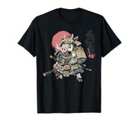 Samurai Jabalí Guerrero Japonés Ukiyo-e Estilo Atardecer Camiseta