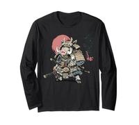 Samurai Jabalí Guerrero Japonés Ukiyo-e Estilo Atardecer Manga Larga