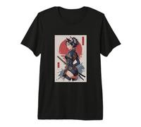 Samurai Japanese Katana Cat Girl Design Camiseta Premium