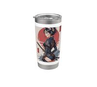Samurai Japanese Katana Cat Girl Design Vaso térmico de acero inoxidable de doble pared