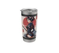 Samurai Japanese Katana Cat Girl Design Vaso térmico de acero inoxidable de doble pared