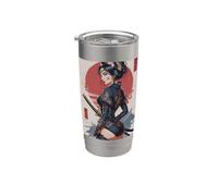 Samurai Japanese Katana Cat Girl Design Vaso térmico de acero inoxidable de doble pared