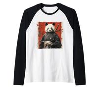 Samurai japonés Panda Ukiyo-e Warrior Art Japón Vintage Camiseta Manga Raglan
