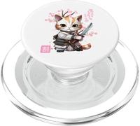 Samurai Kitty Dons Traje de Samurai japonés, Anime. PopSockets PopGrip para MagSafe