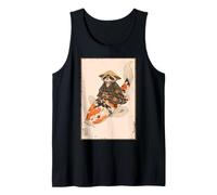 Samurai Mapache Koi Fish Ilustración de Arte japonés Camiseta sin Mangas