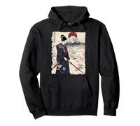 Samurai Mujer con Katana Sakura Monte Fuji Naciente Sol Sudadera con Capucha