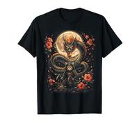 Samurai Ninja Cat Dragon Moon Arte estético japonés Camiseta