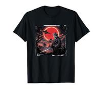 Samurai Ninja Cat Warrior Sumi-e UFO Ukiyo-e Sci Fi Japonés Camiseta