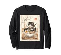 Samurai Ninja Cute Cat Ramen Bowl Japonés Acuarela Japón Manga Larga