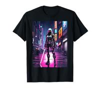 Samurai Ninja Cyberpunk Japonés En Tokio Futurista Camiseta