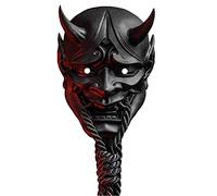 Samurai Oni, máscara de Prajna de Halloween, cubierta de cara de demonio de anime, máscara de cara fantasma de Halloween, cubierta de goma japonesa para accesorios de rendimiento en escenario
