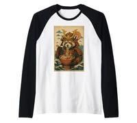 Samurai Panda Rojo Ramen Japonés para Niños, Niñas Hombres Mujeres Camiseta Manga Raglan