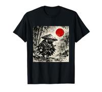 Samurai Pug Dog Japanese Ink Wash Painting - Sumi-e Art Camiseta