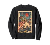 Samurai Pug Giant Kaiju Laser Eyes Cyberpunk Arte Japonés Sudadera