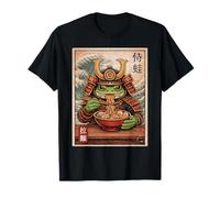 Samurai Rana Comiendo Ramen Guerrero Gran Ola Arte Vintage Camiseta