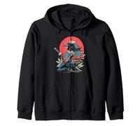 Samurai Raven Guerrero Japonés Ukiyo-e Estilo Atardecer Sudadera con Capucha