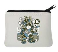 Samurai Rock Star - Monedero de neopreno con diseño de guitarra eléctrica, 10 x 11 cm, color blanco, White, Talla única