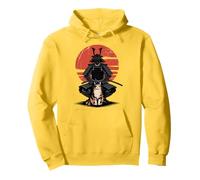 Samurai Shadow and Cat Red Sun Diseño Japonés Sudadera con Capucha
