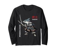 Samurai Shark Vintage Japonés Arte Ninja Guerrero Anime Estilo Manga Larga