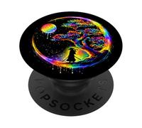 Samurai Silueta Árbol Luna Arte Japonés Ilustración PopSockets PopGrip Adhesivo