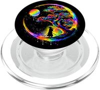 Samurai Silueta Árbol Luna Arte Japonés Ilustración PopSockets PopGrip para MagSafe