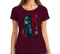 Samurai Spirit Warrior Cyberpunk Japan Y2K - Camiseta para mujer, granate, L