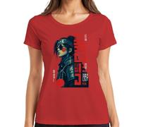 Samurai Spirit Warrior Cyberpunk Japan Y2K - Camiseta para mujer, rojo, XL