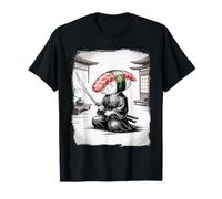 Samurai Sushi Roll Divertido Anime Japonés Vintage Ukiyo-e Arte Camiseta