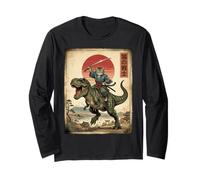 Samurai T-Rex Dinosaurio Katana Japonés Sun Art Dino Japón Manga Larga