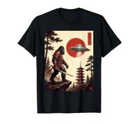 Samurai Warrior Bigfoot Japanese UFO Vintage Ukiyo-E Graphic Camiseta