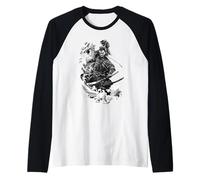 Samurai Warrior Japonés Anime Dragon Ink Art Camiseta Manga Raglan