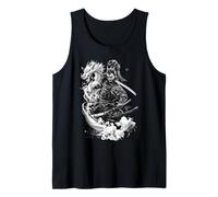 Samurai Warrior Japonés Anime Dragon Ink Art Camiseta sin Mangas