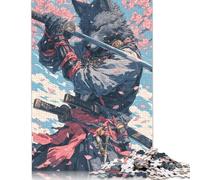 Samurai Wolf Under Sakura Rompecabezas Imposible,desafío para Adultos Entretenimiento Creativo 1000 Piezas Obra De Arte De Juego De para Adultos, Regalos A Partir De 14 Años 1000pcs (75x50cm)