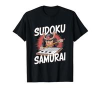 Samuráis de Sudoku Camiseta gráfica económica, Hombre, Negro, S