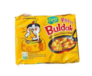 Samyang Buldak Carbo Ramen × 5 paquetes Sabor: Súper picante-Picante-Carbonara-Queso (140g, Queso Amarillo)