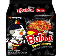 Samyang Buldak Original Hot Chicken - Fideos instantáneos coreanos picantes, 5 x 140 g