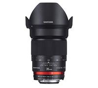 Samyang F1111008101 - Objetivo fotográfico DSLR para Samsung NX (Distancia Focal Fija 35mm, Apertura f/1.4-22 AS UMC, diámetro Filtro: 77mm), Negro