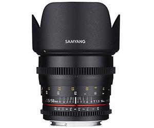 Samyang F1311109101 - Objetivo para vídeo VDSLR para Micro Cuatro Tercios (Distancia Focal Fija 50mm, Apertura T1.5-22 AS UMC, diámetro Filtro: 77mm), Negro