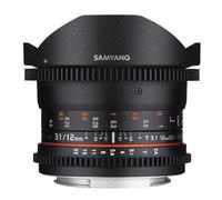 Samyang F1312101101 - Objetivo para vídeo VDSLR para Canon EF (Distancia Focal Fija 12mm, Apertura T3.1-22 ED AS NCS, Ojo de pez), Negro