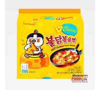 Samyang Foods Buldak Ramen fideos Pollo caliente sabor a queso – Paquete 5 x 140 g