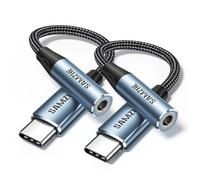 SAMZHE Adaptador de audio USB C a 3,5 mm tipo C a conector auxiliar de auriculares, 24 bits/96 kHz, cable DAC HiFi compatible con iPhone 17 16 Pro Max/16 Plus, iPad, Galaxy S25 S24 Ultra (2 paquetes)
