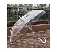 San 1 Unids 23 Pulgadas De Fibra Esqueleto Paraguas Transparente, Paraguas De Mango Largo, Paraguas A Prueba De Viento De Moda Masculina, Paraguas Clara For La Fiesta De Bodas ( Color : White handle )