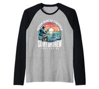 San Andrés Patrón de Caña de Pescar Pescadores Católicos Camiseta Manga Raglan