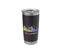 San Antonian Skyline Colorido Paisaje Urbano San Antonio Vaso térmico de acero inoxidable de doble pared