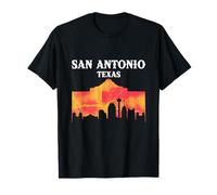 San Antonio Ciudad Skyline en el Alamo Silueta Retro Texas Camiseta