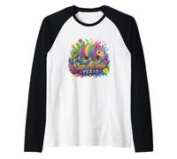 San Antonio Texas Fun Colorful Armadillo Novedad Recuerdo Camiseta Manga Raglan